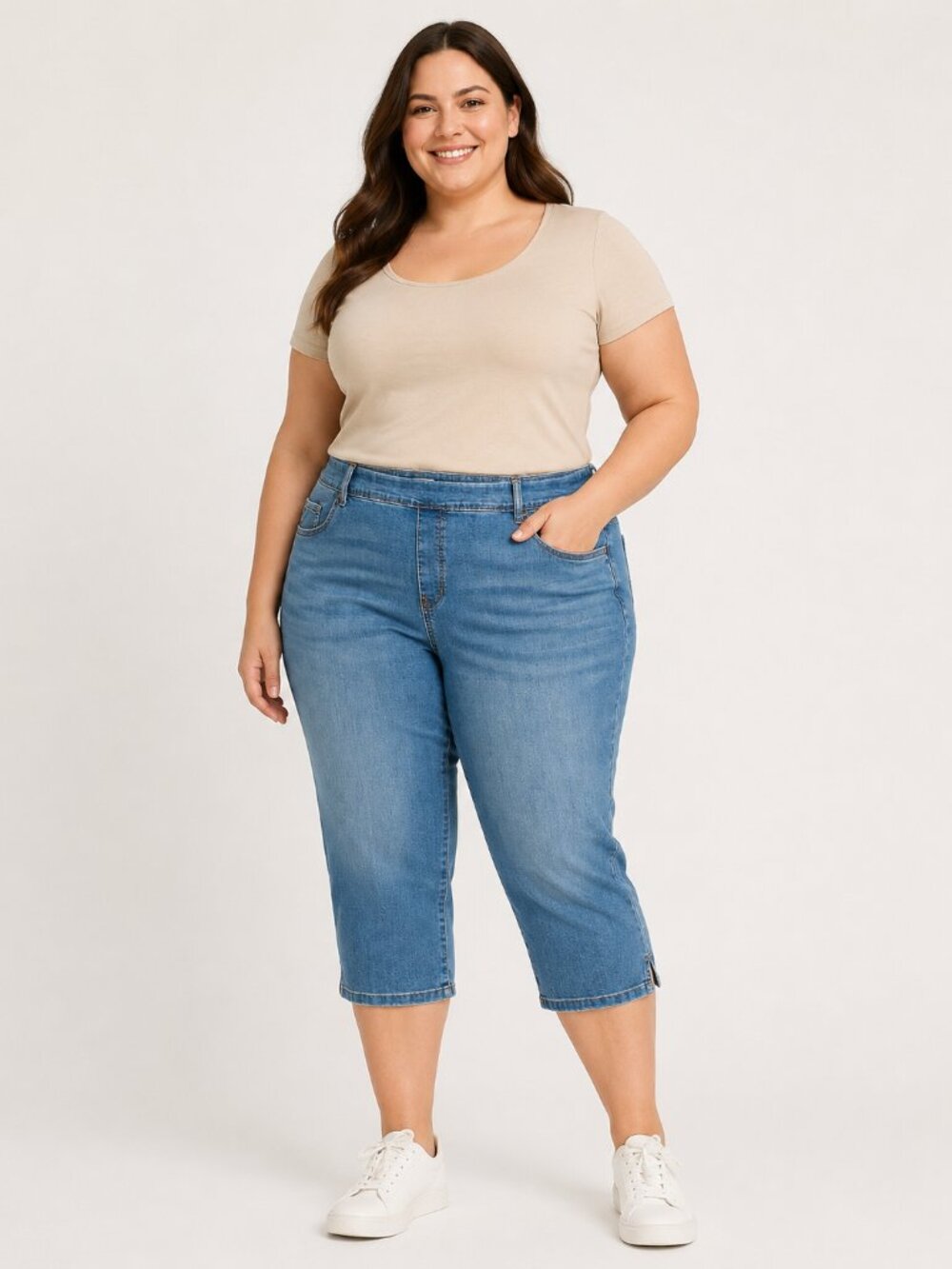 Croft & Barrow Women’s Plus Size Denim Light Wash Stretch Capri